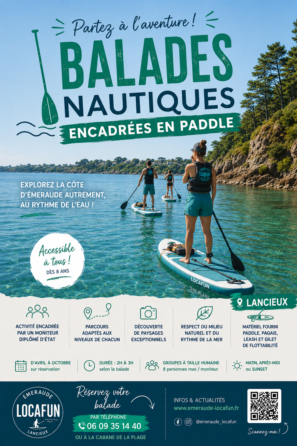 Balades nautiques encadrées en paddle : 